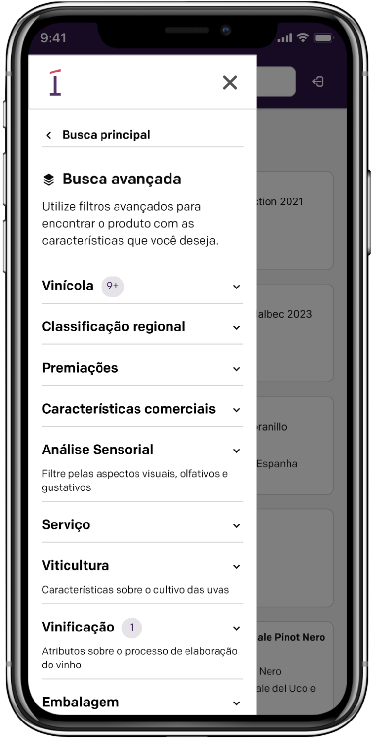 Imagem ilustrativa do celular com visualização da busca avançada