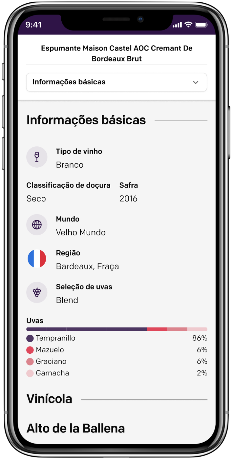Imagem ilustrativa do celular com visualização da ficha técnica